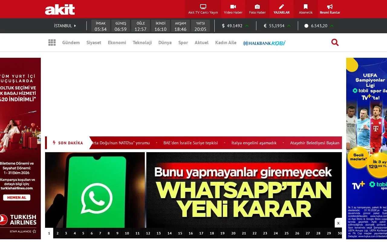 Yeni Akit homepage screenshot