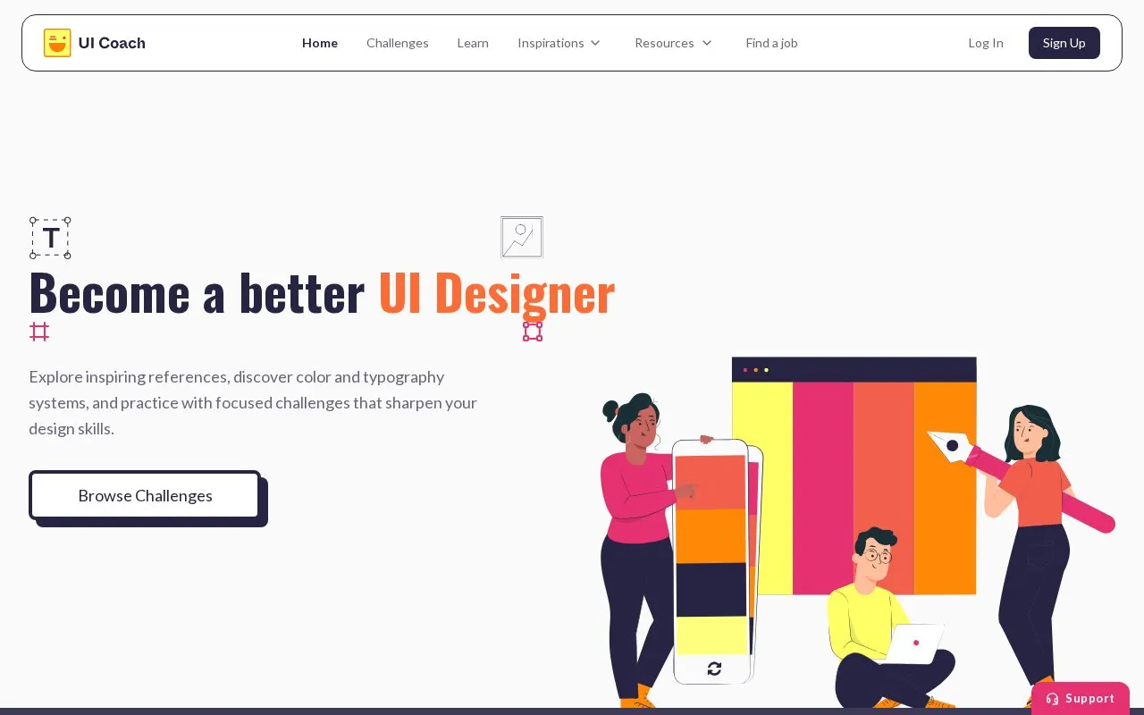 UI Coach homepage screenshot