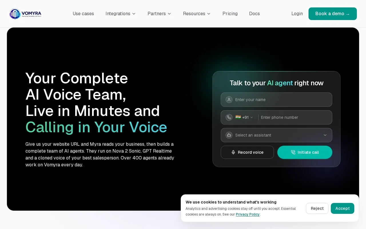 Vomyra homepage screenshot