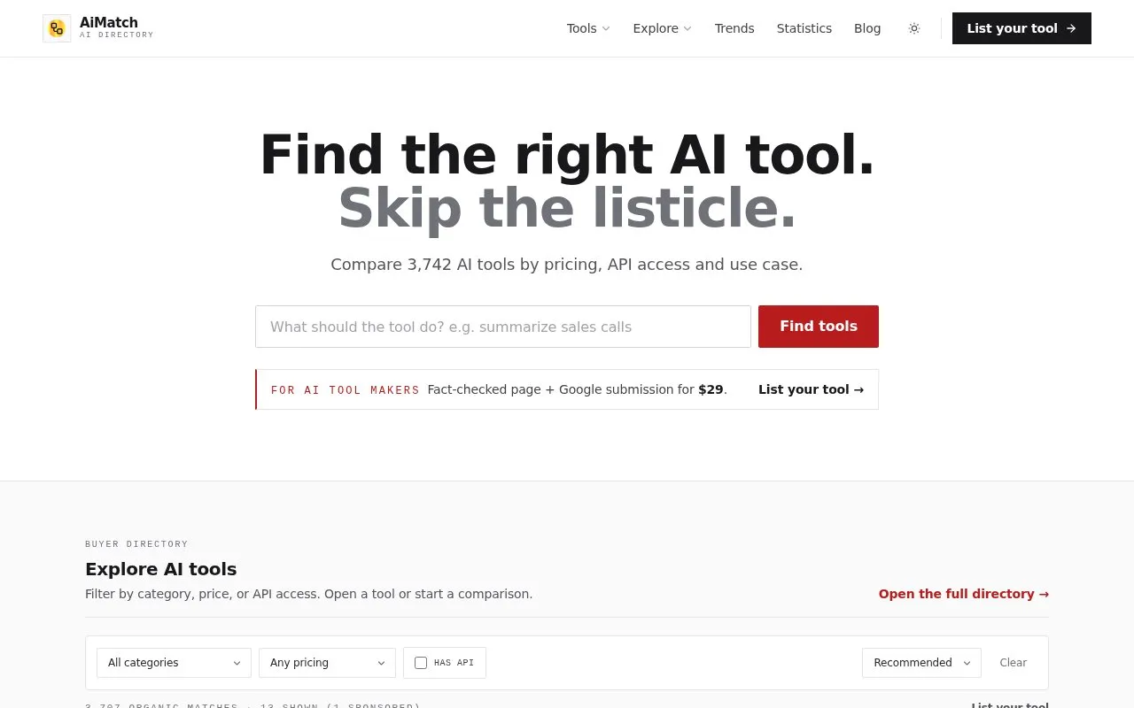 aimatchpro homepage screenshot