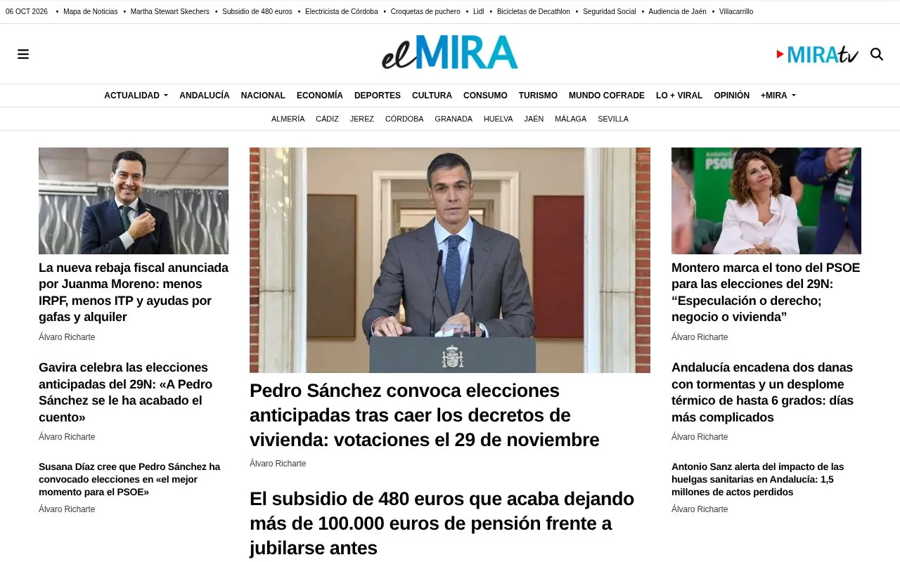 El MIRA homepage screenshot