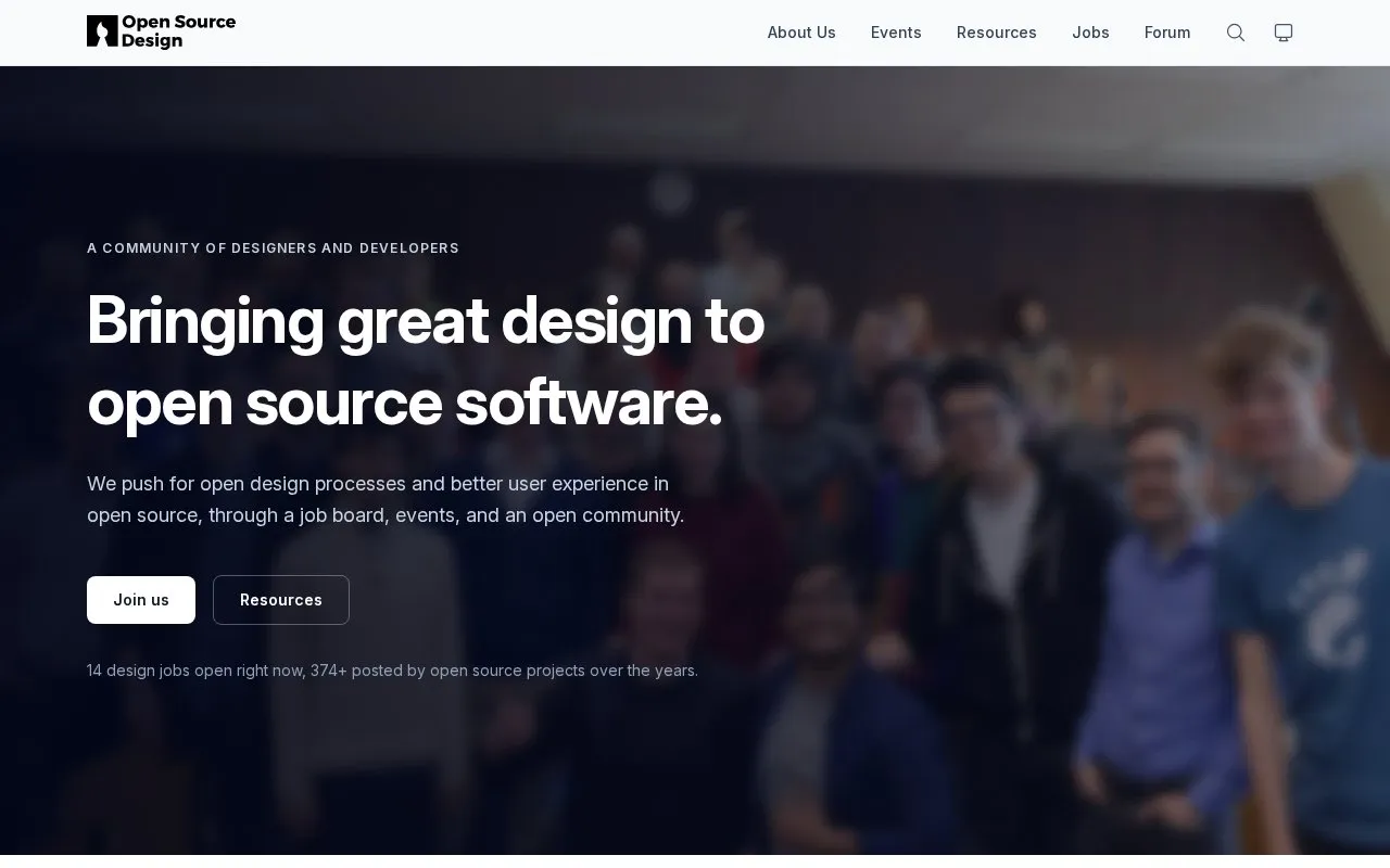 Open Source Design homepage screenshot