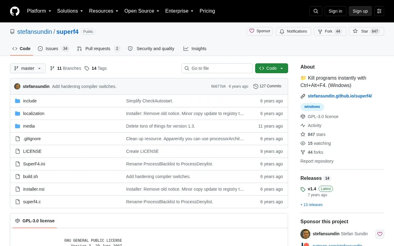 Superf4 homepage screenshot