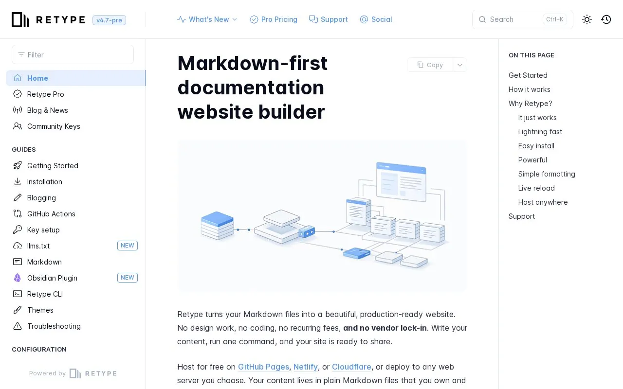 Retype homepage screenshot