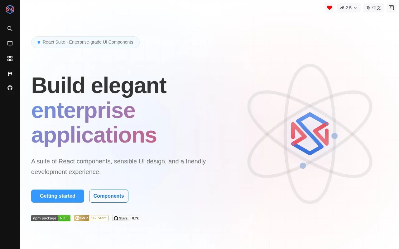 React Suite homepage screenshot