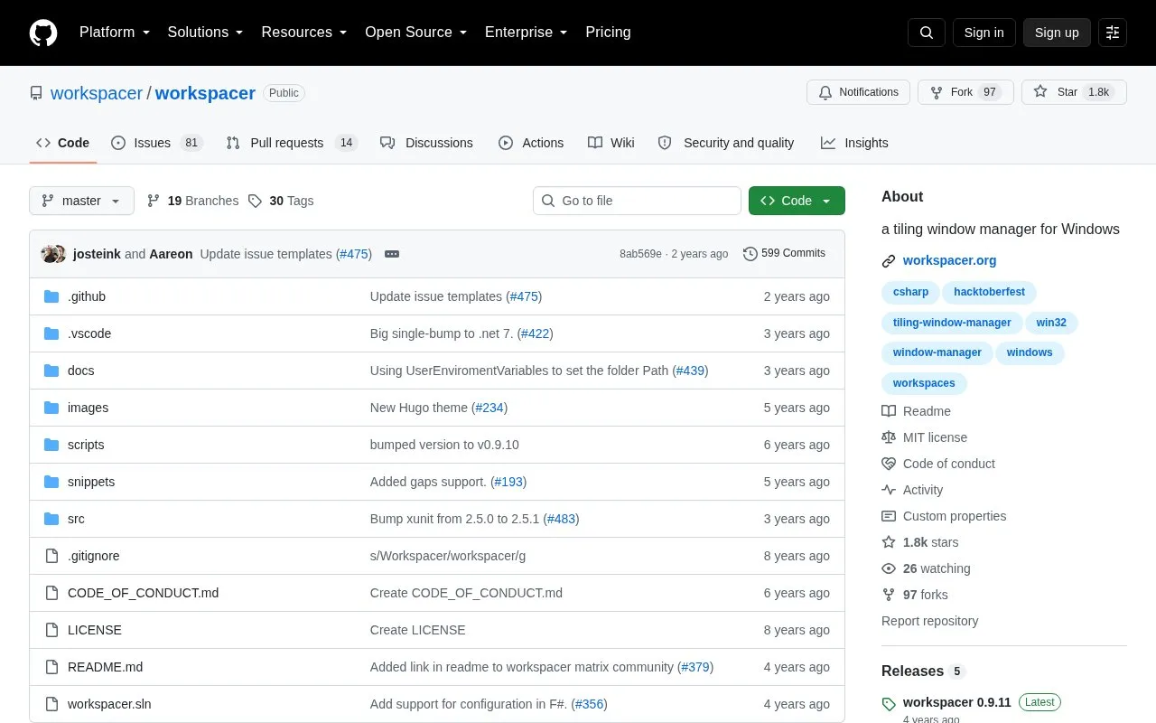 Workspacer homepage screenshot