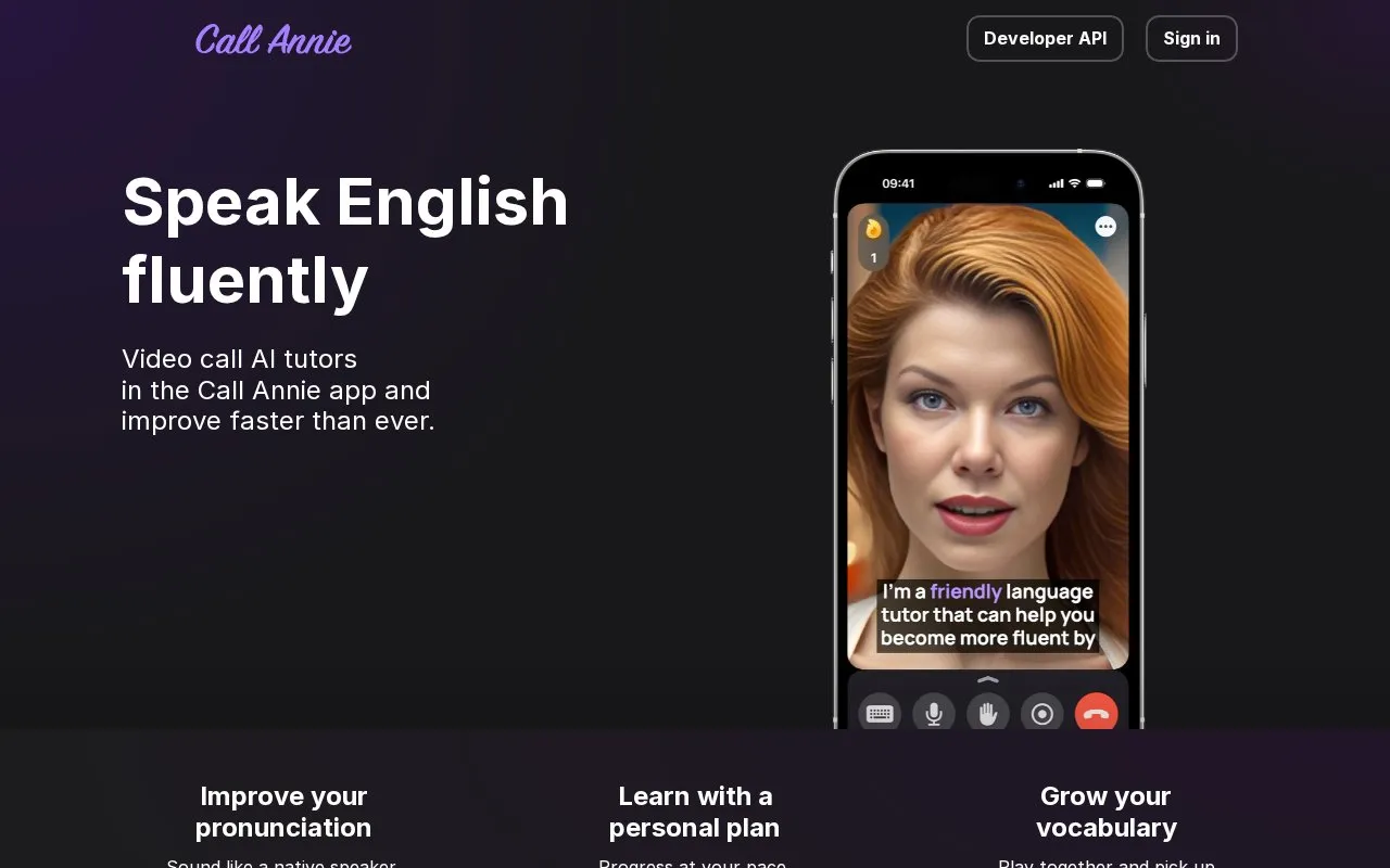 Call Annie homepage screenshot