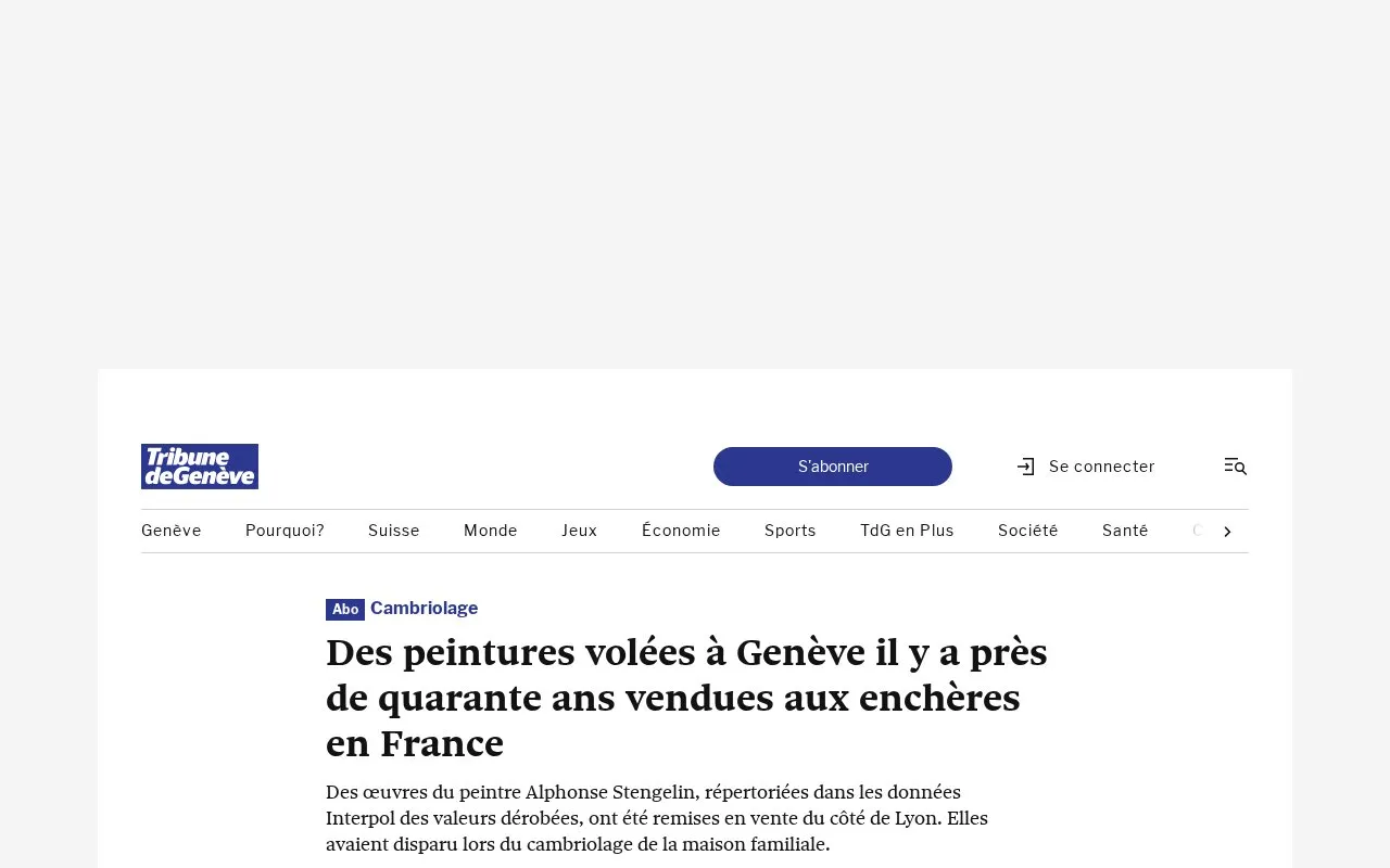Tribune de Genève homepage screenshot