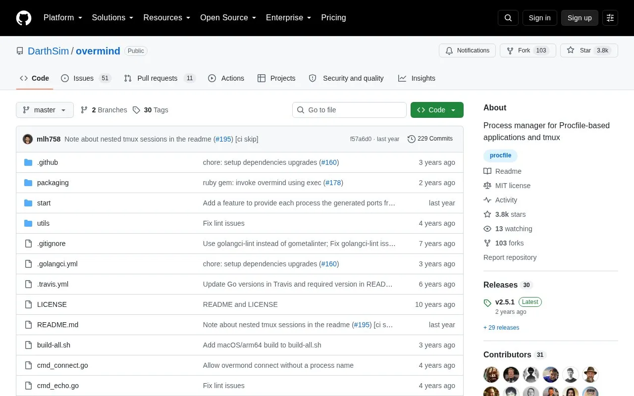 overmind homepage screenshot