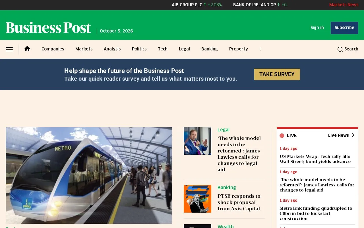 Business Post homepage screenshot