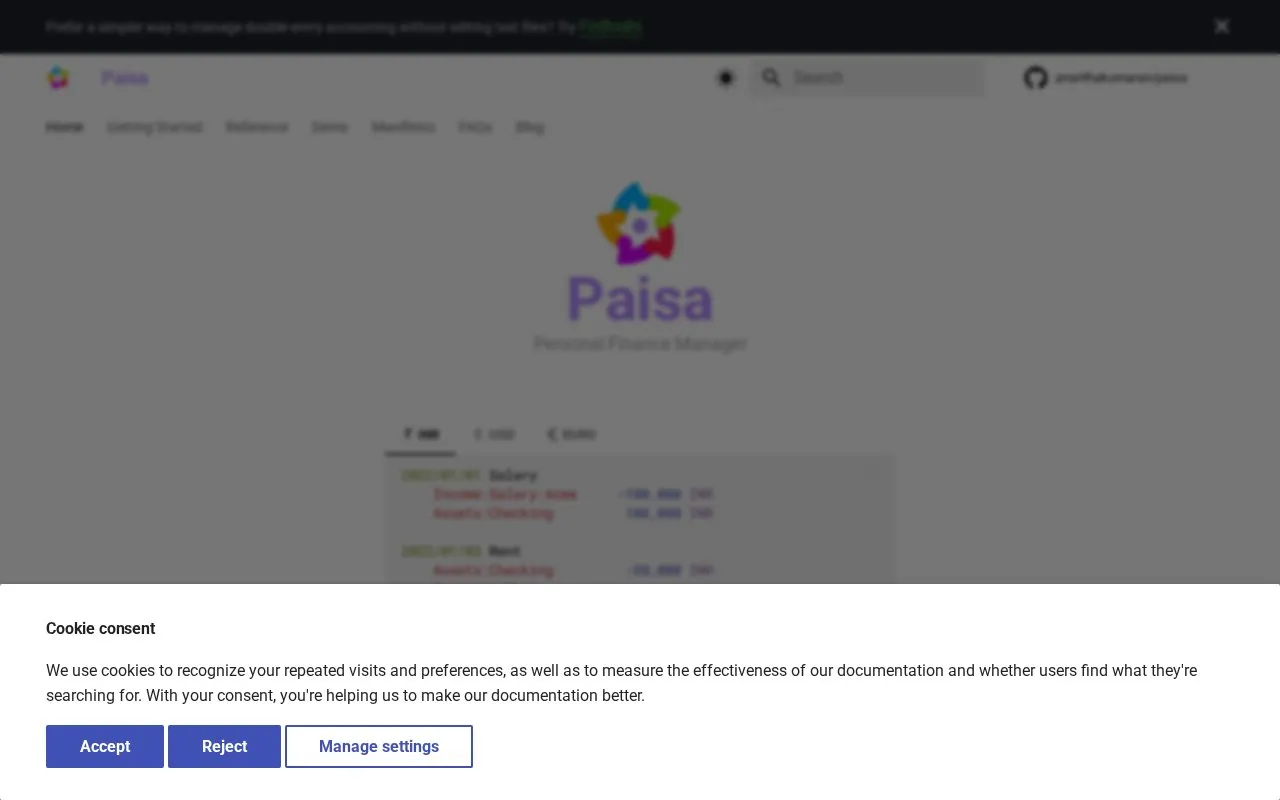 Paisa homepage screenshot