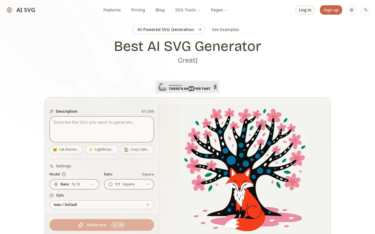 AI SVG homepage screenshot