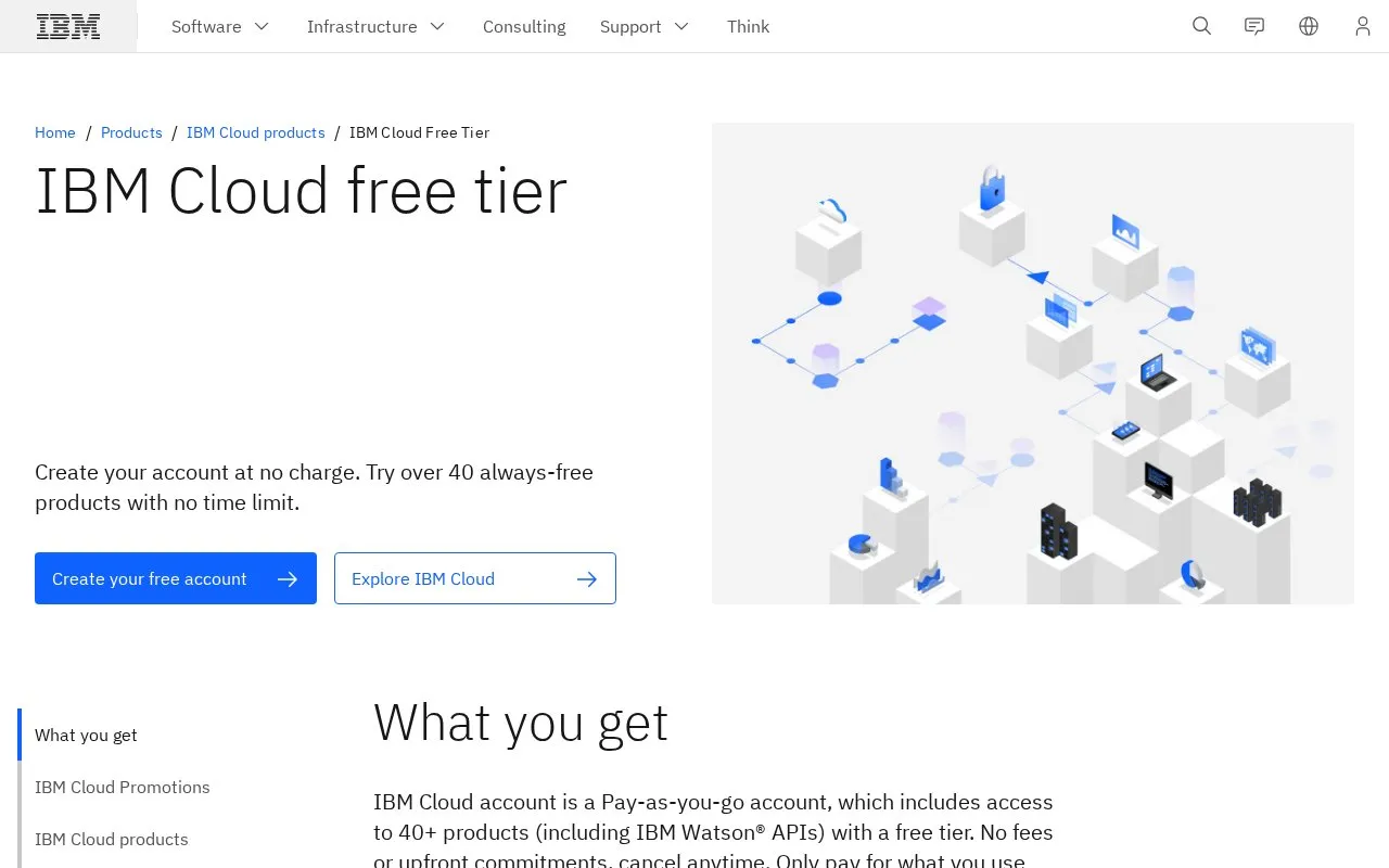 IBM Cloud homepage screenshot