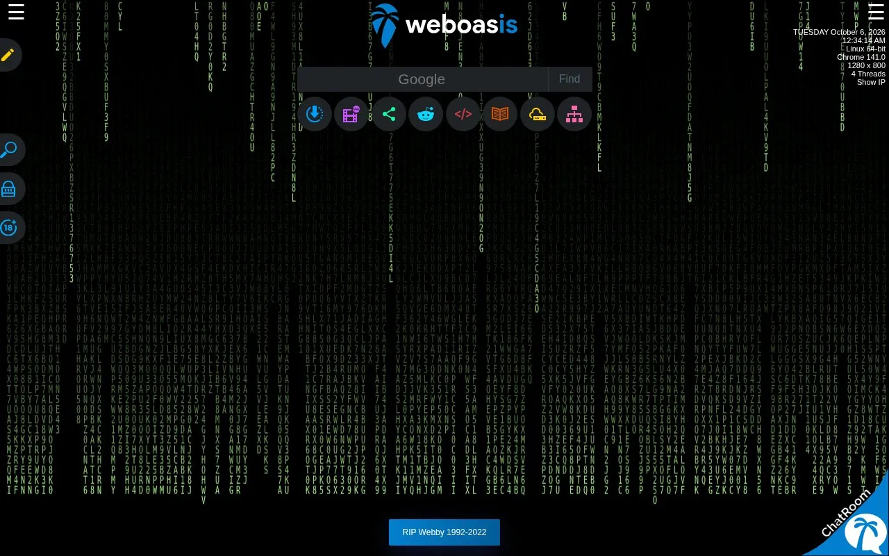 Web Oasis homepage screenshot