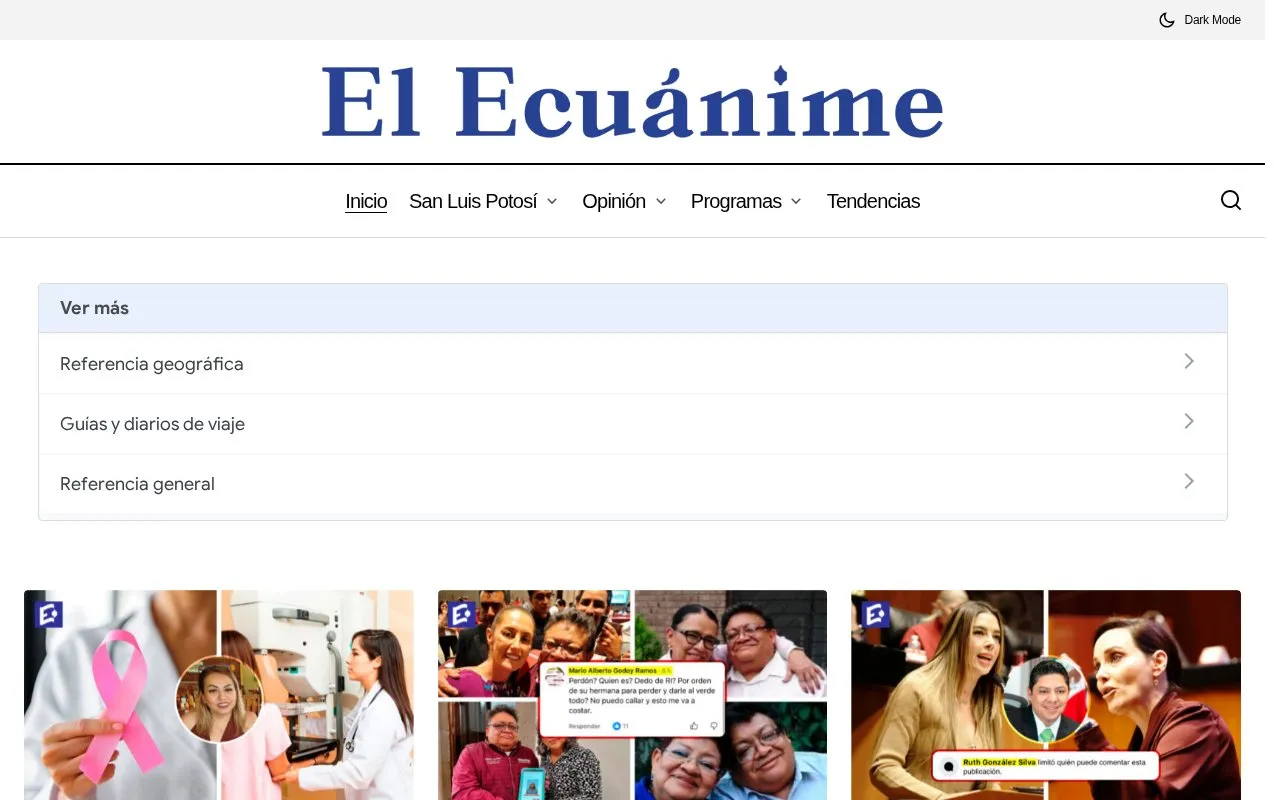 El Ecuánime homepage screenshot