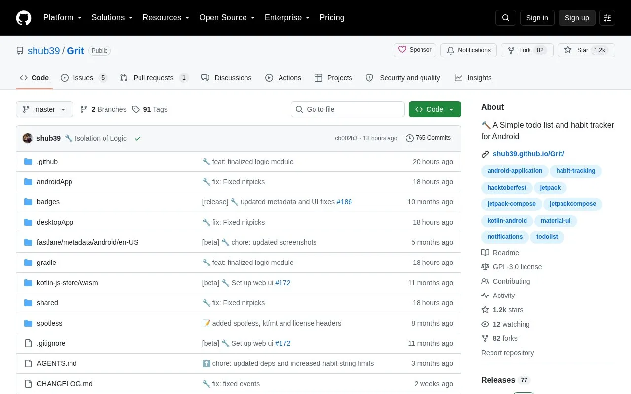 Grit homepage screenshot