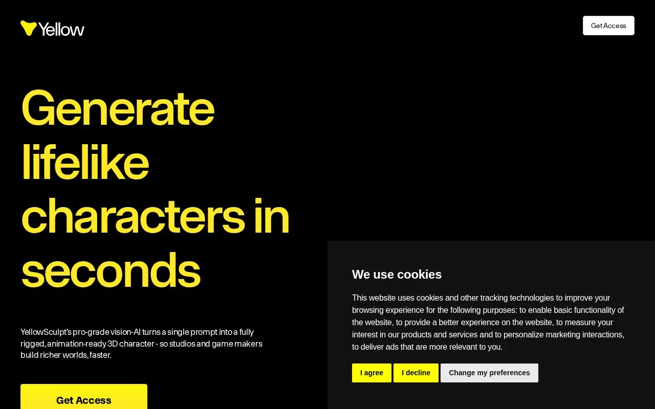 Yellow3D homepage screenshot