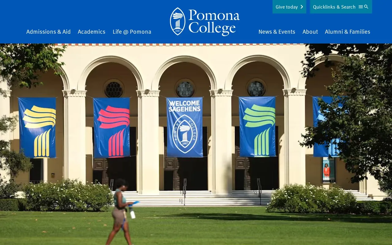 Pomona College homepage screenshot