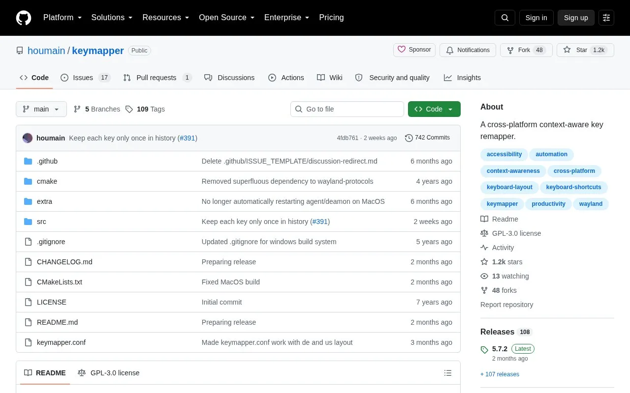 keymapper homepage screenshot