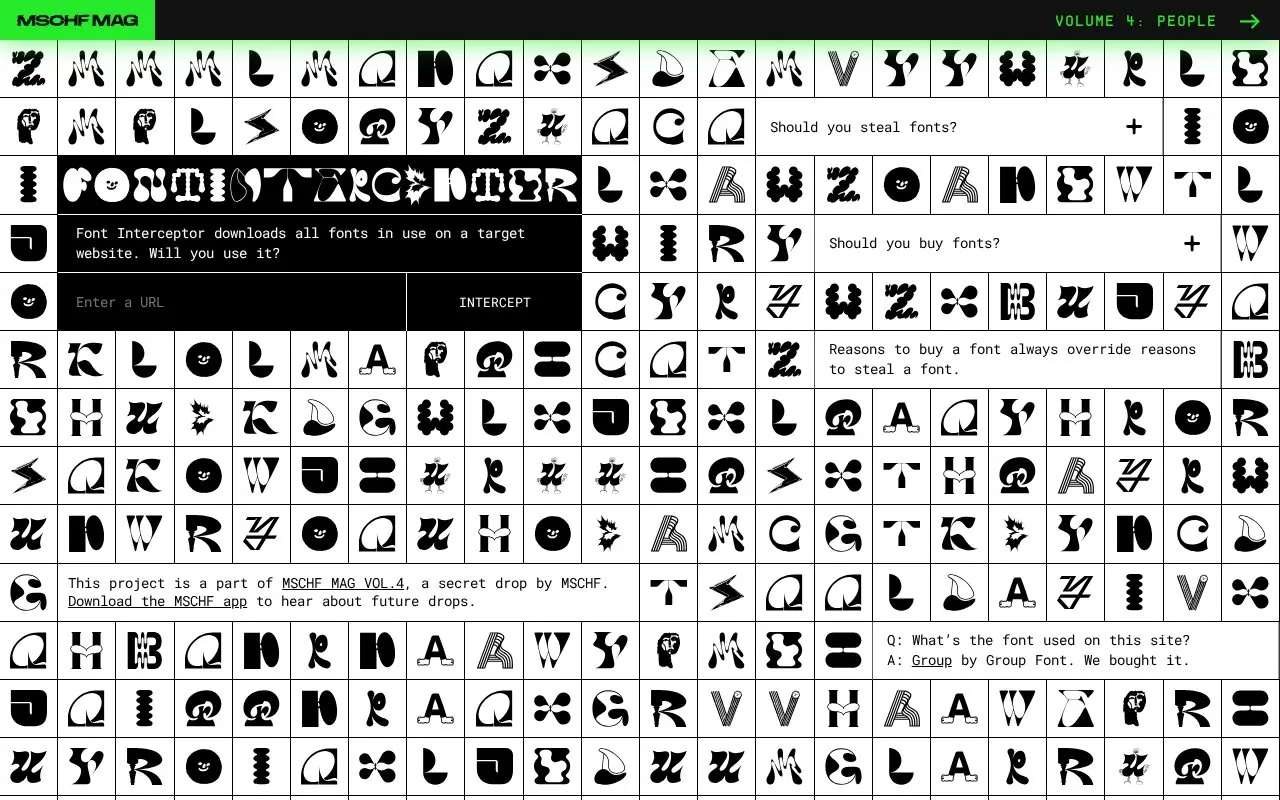 Font Interceptor homepage screenshot