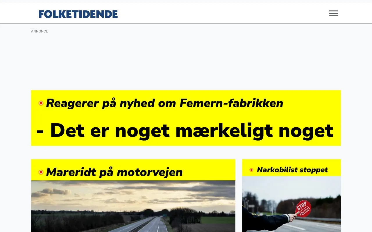 Lolland-Falsters Folketidende homepage screenshot