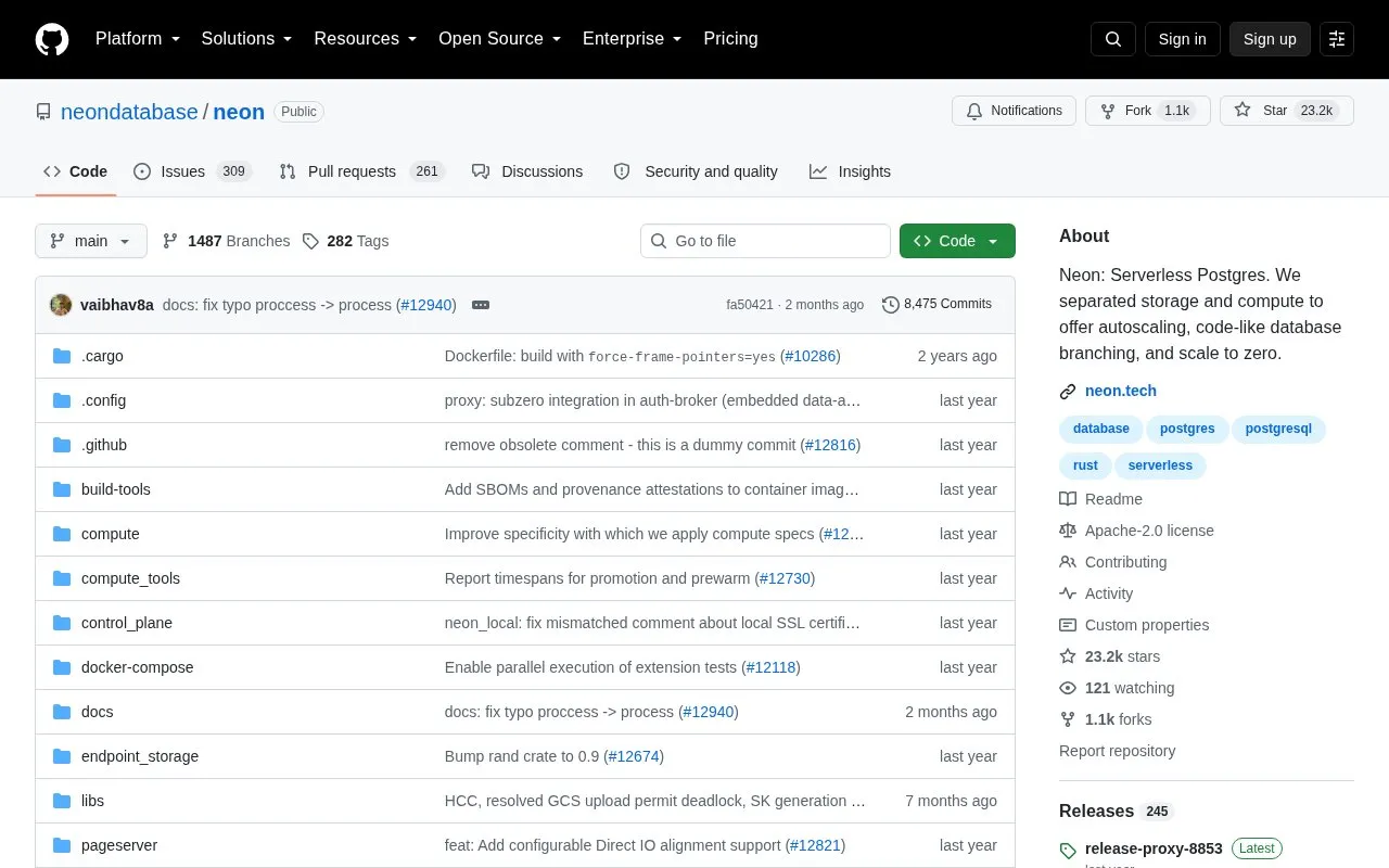 Neon homepage screenshot