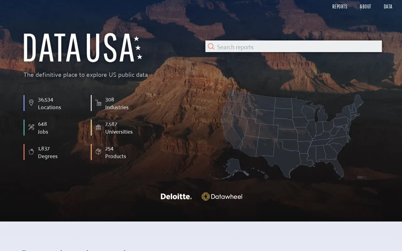 DataUSA homepage screenshot