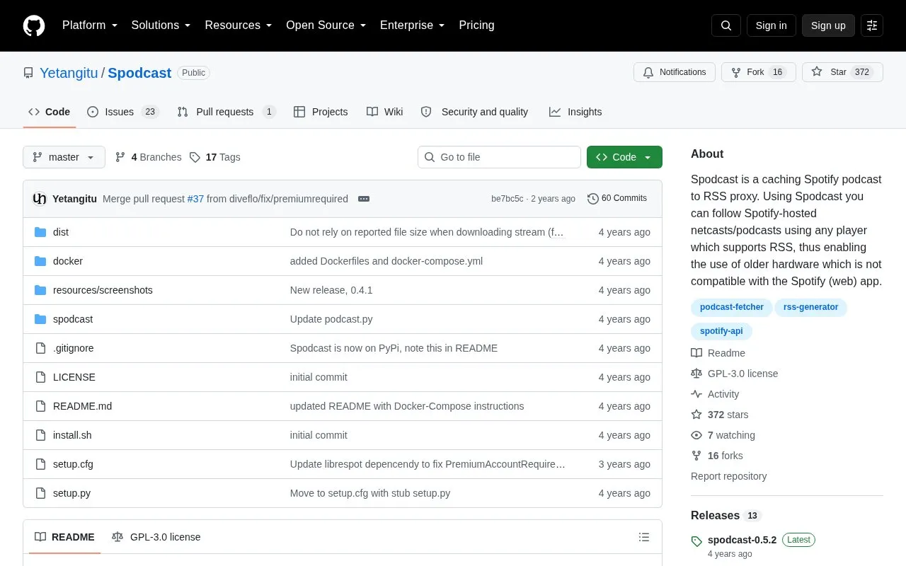 RSS homepage screenshot