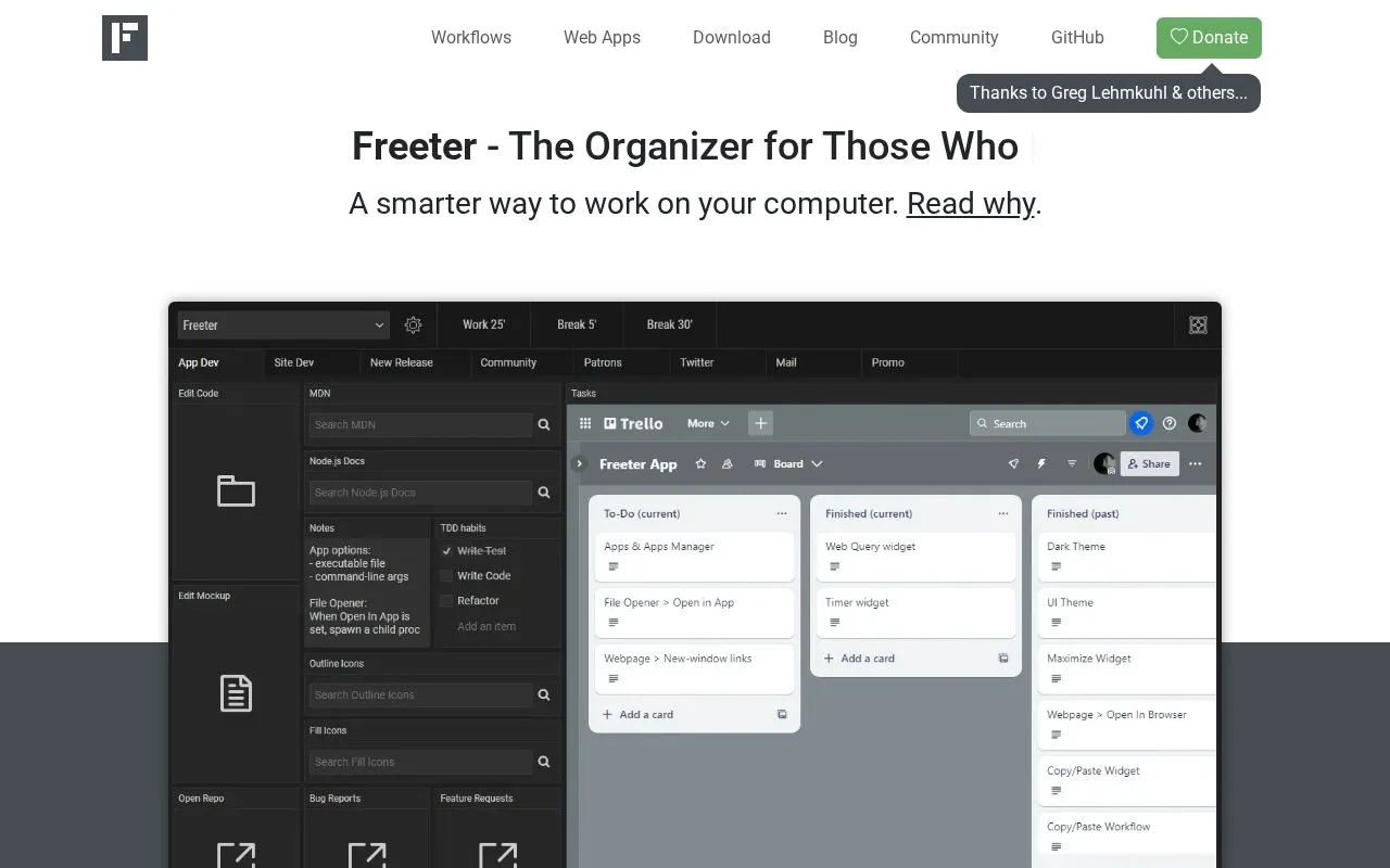 Freeter homepage screenshot