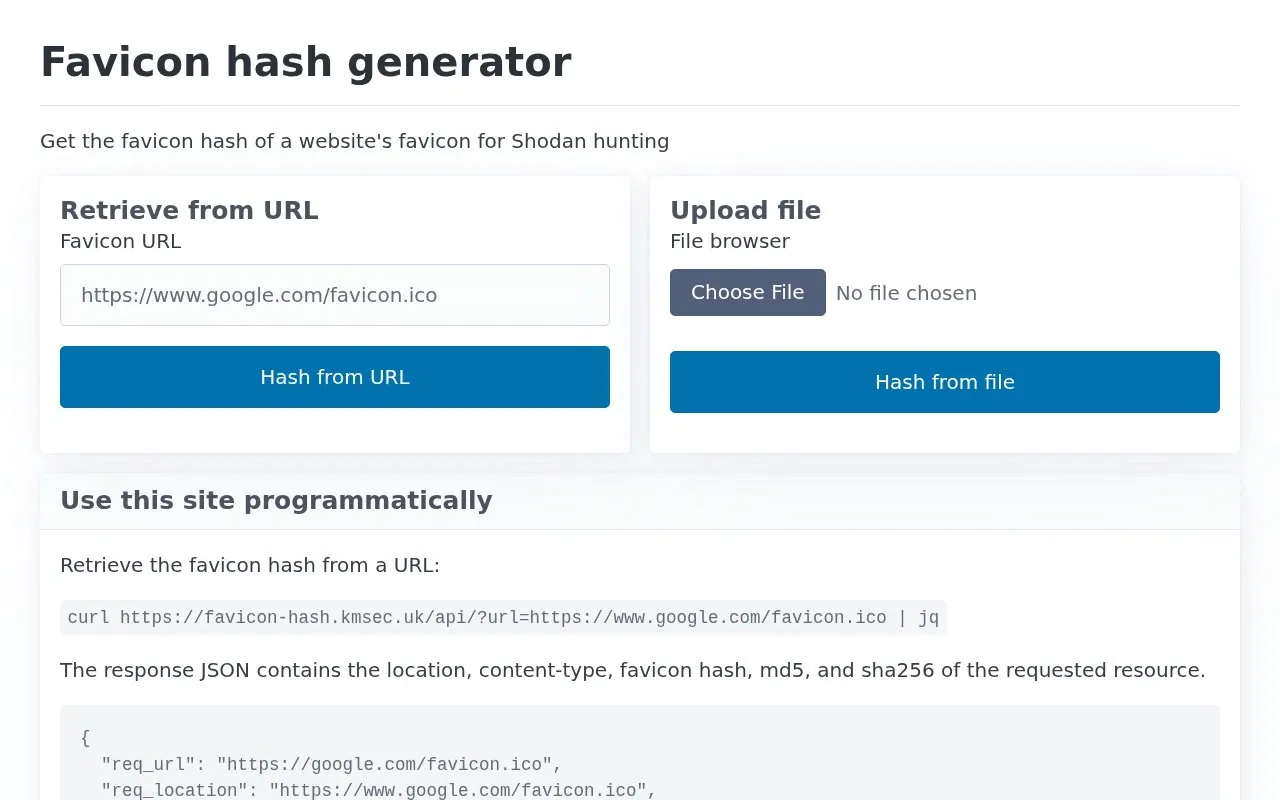 Favicon hash homepage screenshot