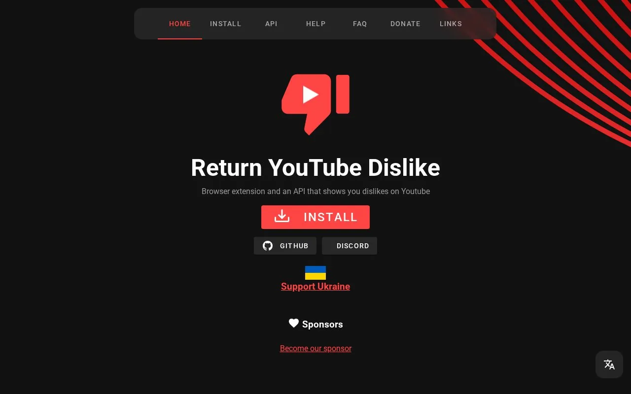 Return YouTube Dislike homepage screenshot