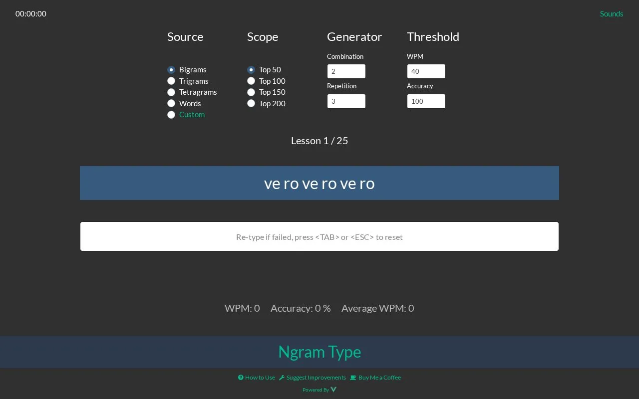 NGram Type homepage screenshot
