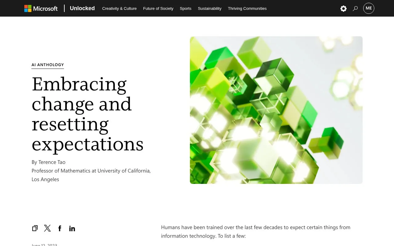Embracing change and resetting expectations Microsoft Unlocked homepage screenshot