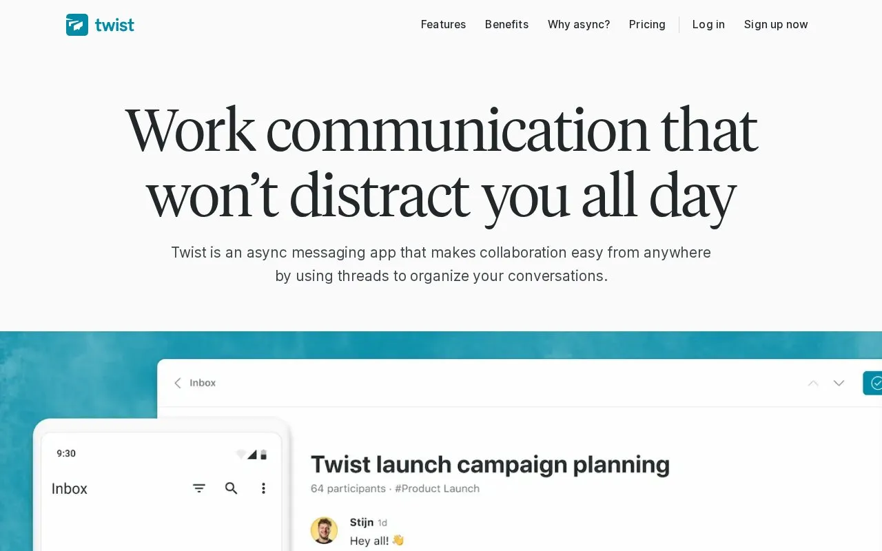 Twist homepage screenshot