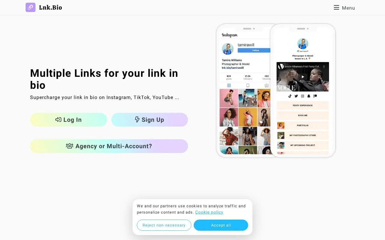 Lnk.Bio homepage screenshot