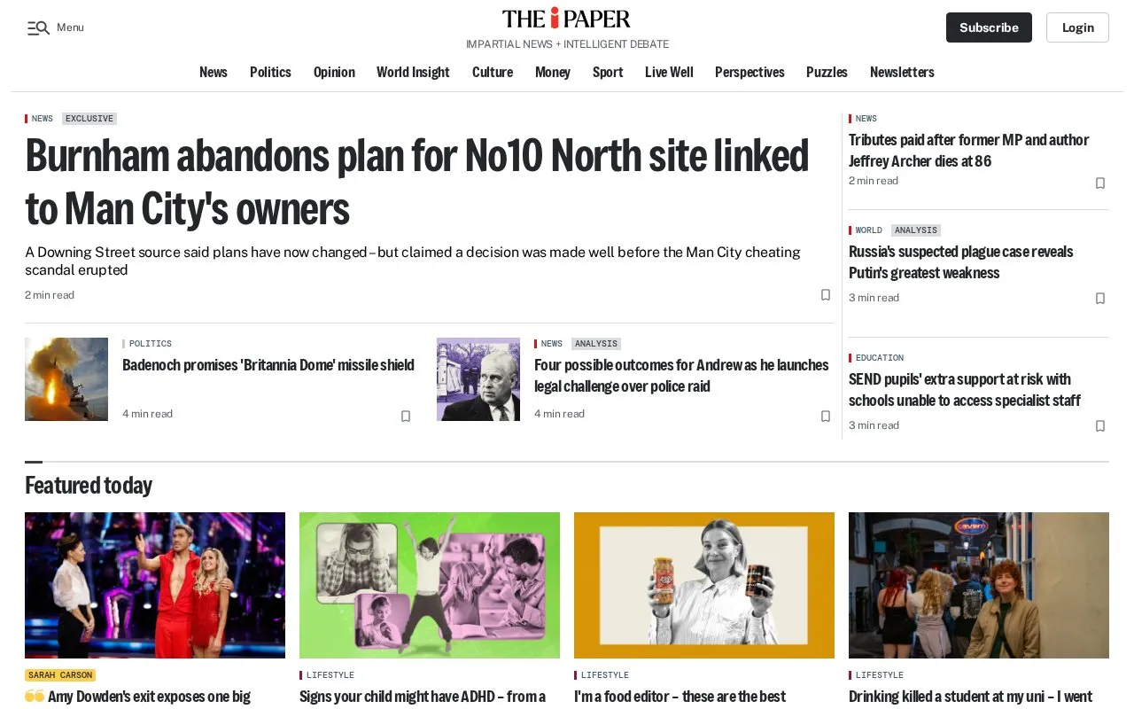 The i Paper homepage screenshot