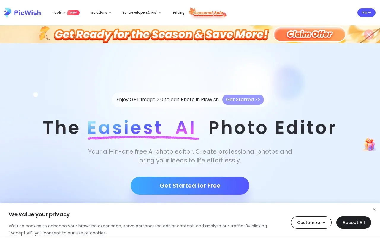PicWish homepage screenshot