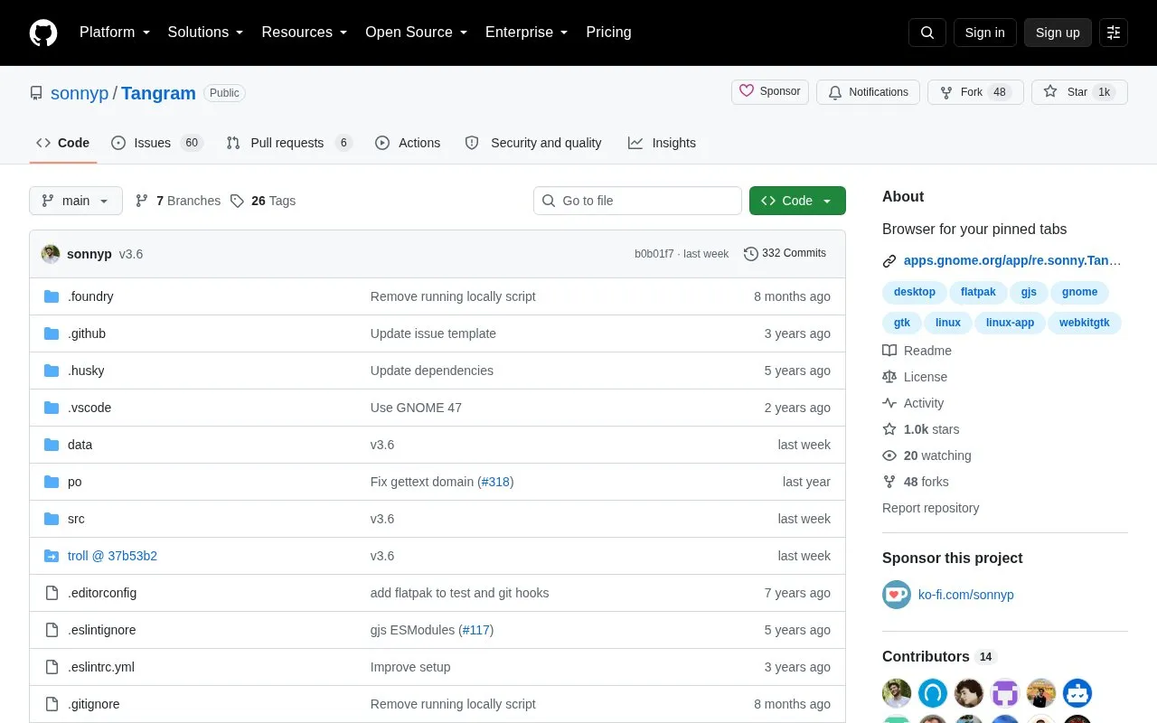 Tangram homepage screenshot