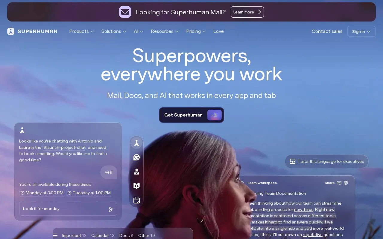 Superhuman homepage screenshot