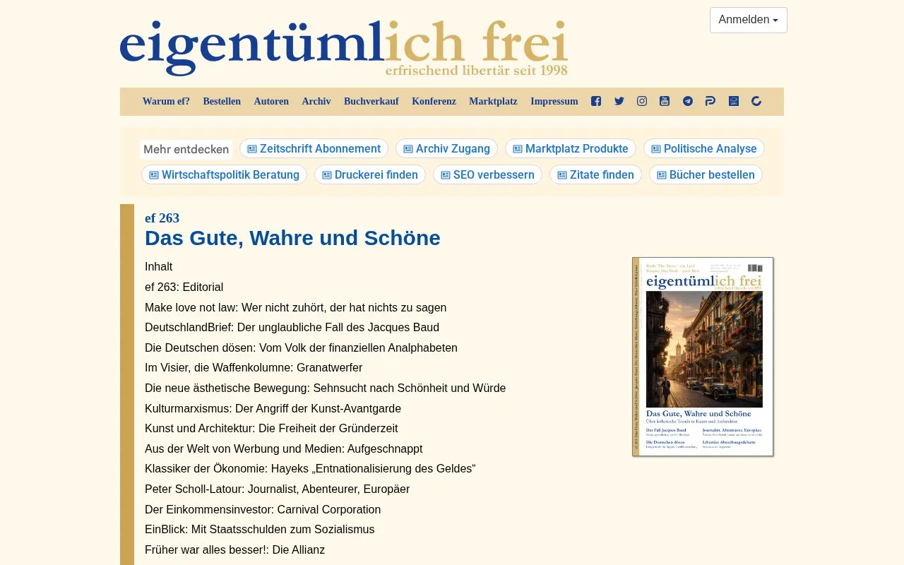 eigentümlich frei homepage screenshot