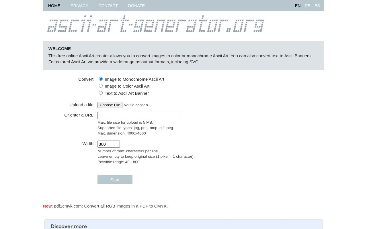 ascii-art-generator homepage screenshot