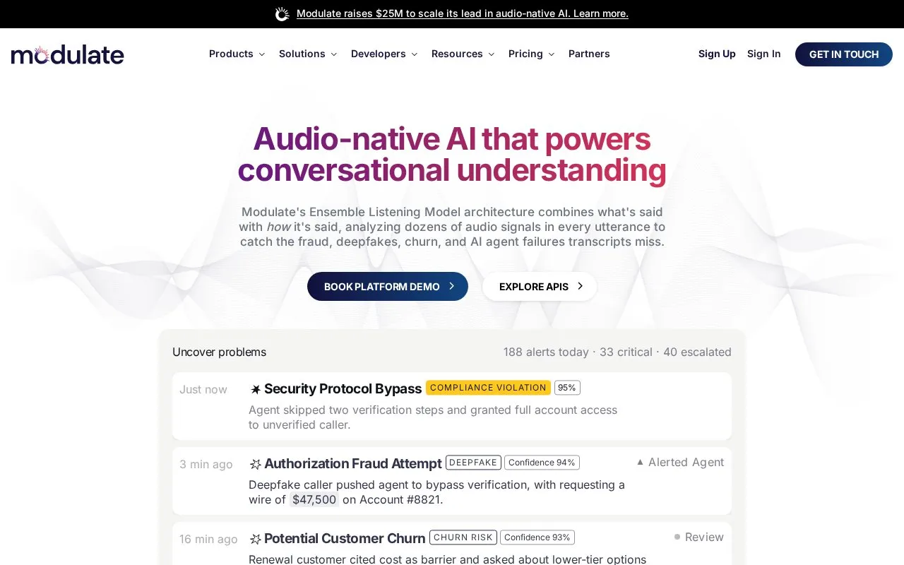 Modulate homepage screenshot