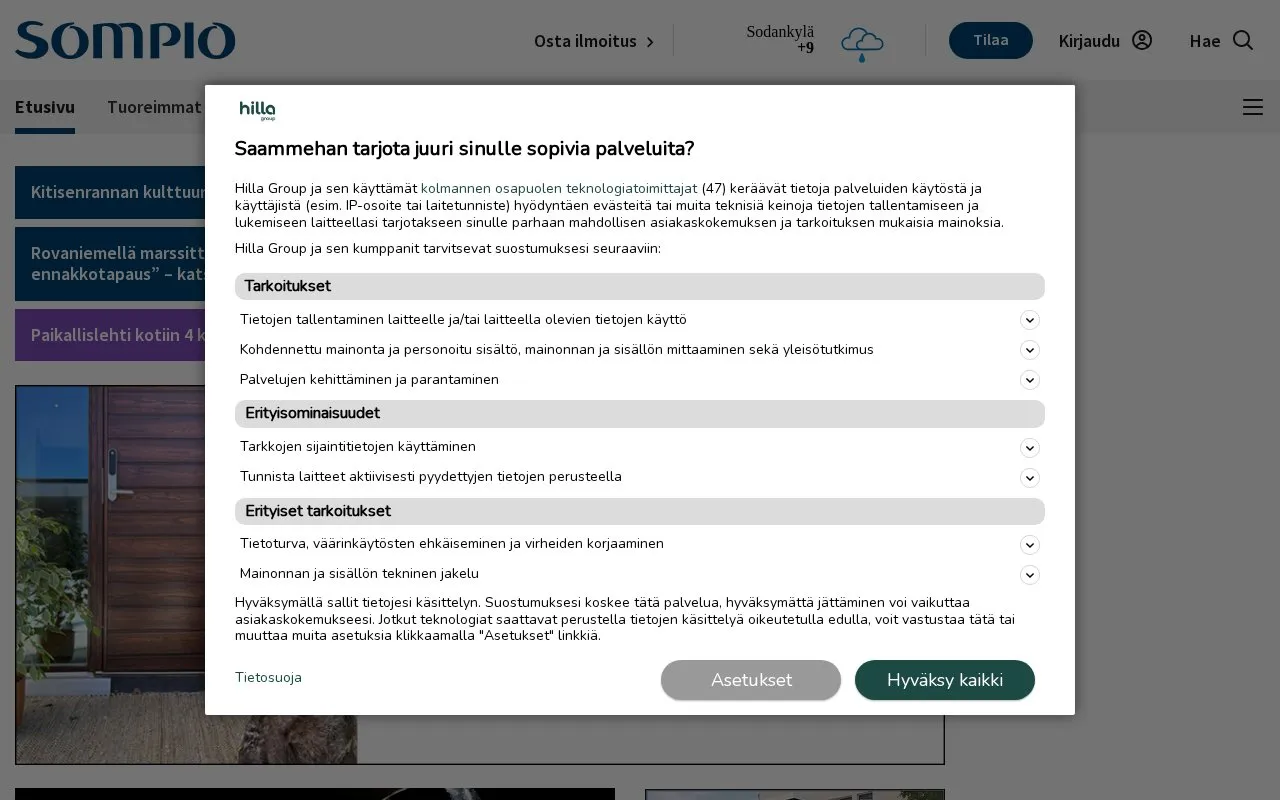 Sompio homepage screenshot