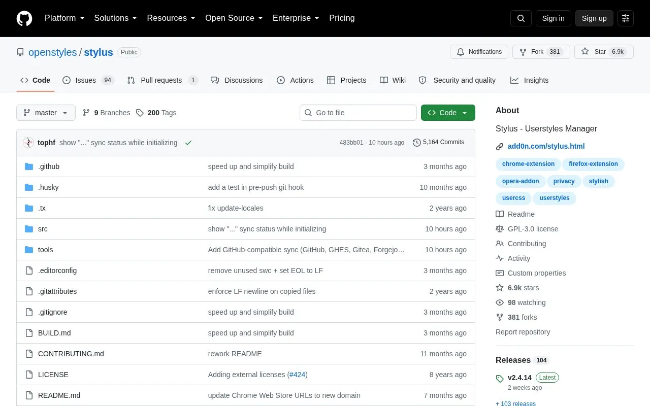 Stylus homepage screenshot