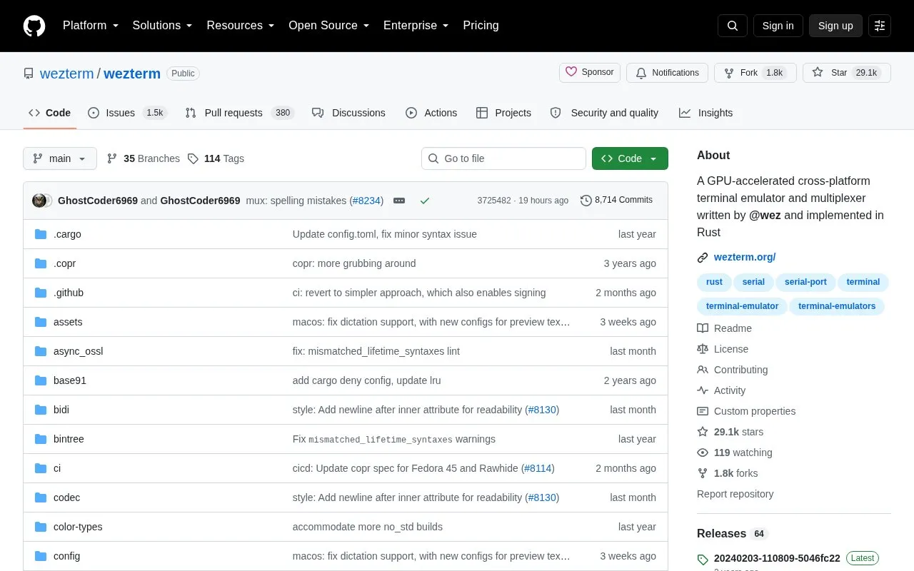 Wezterm homepage screenshot