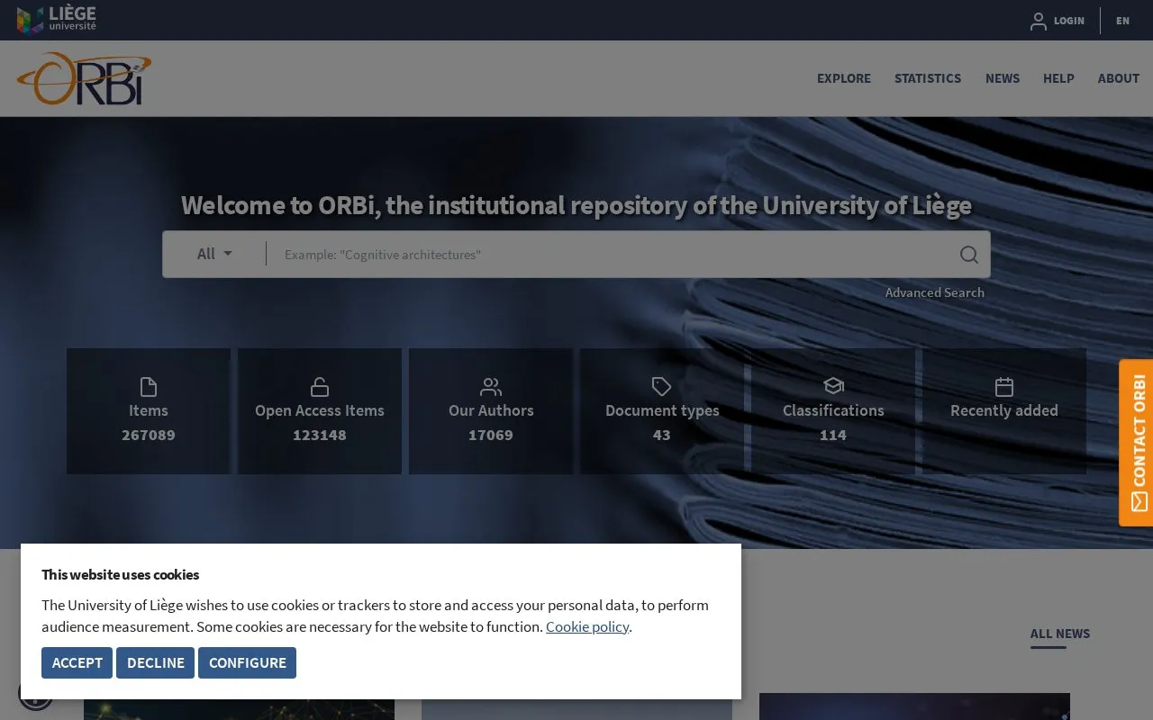 ORBi homepage screenshot