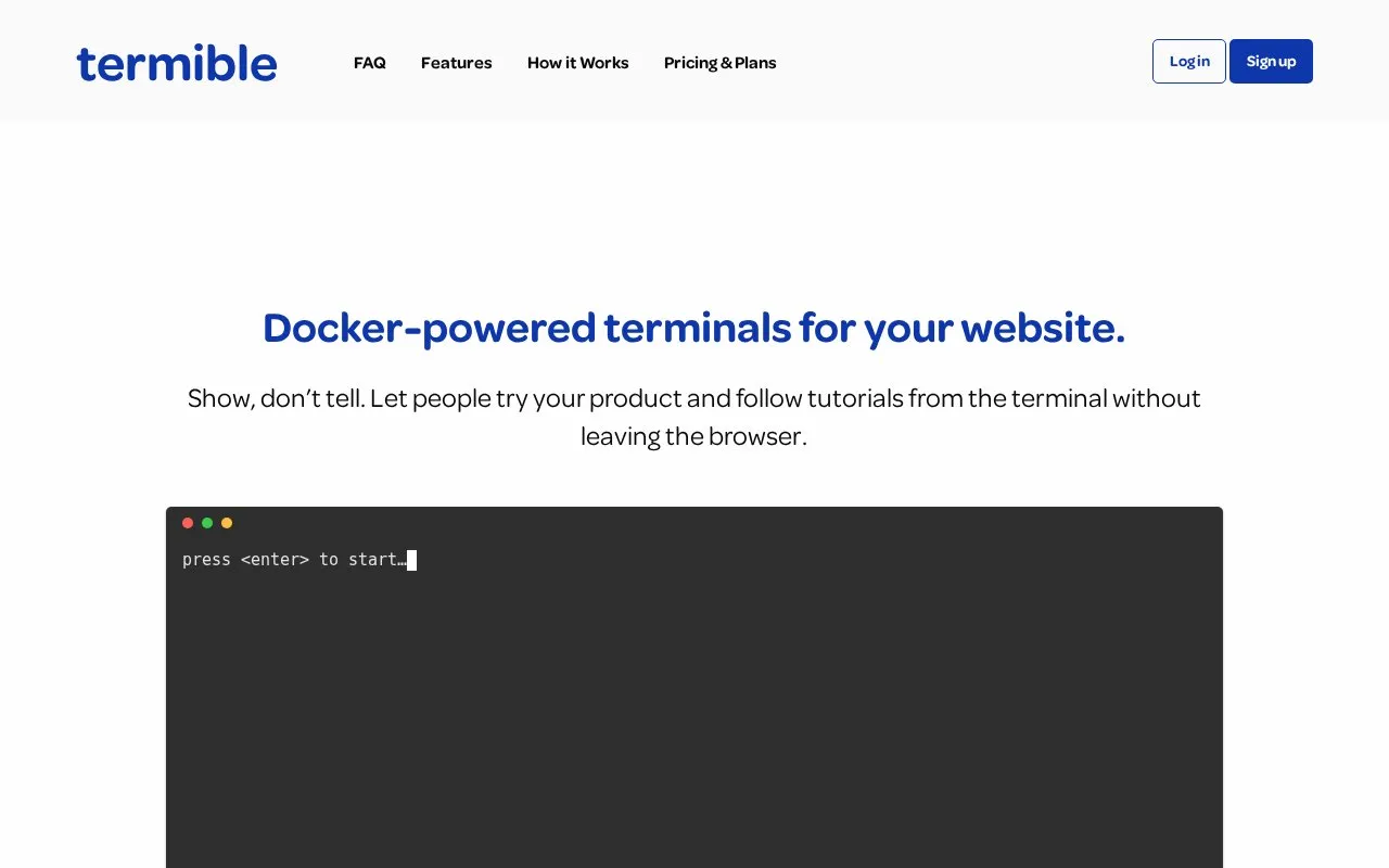Termible homepage screenshot
