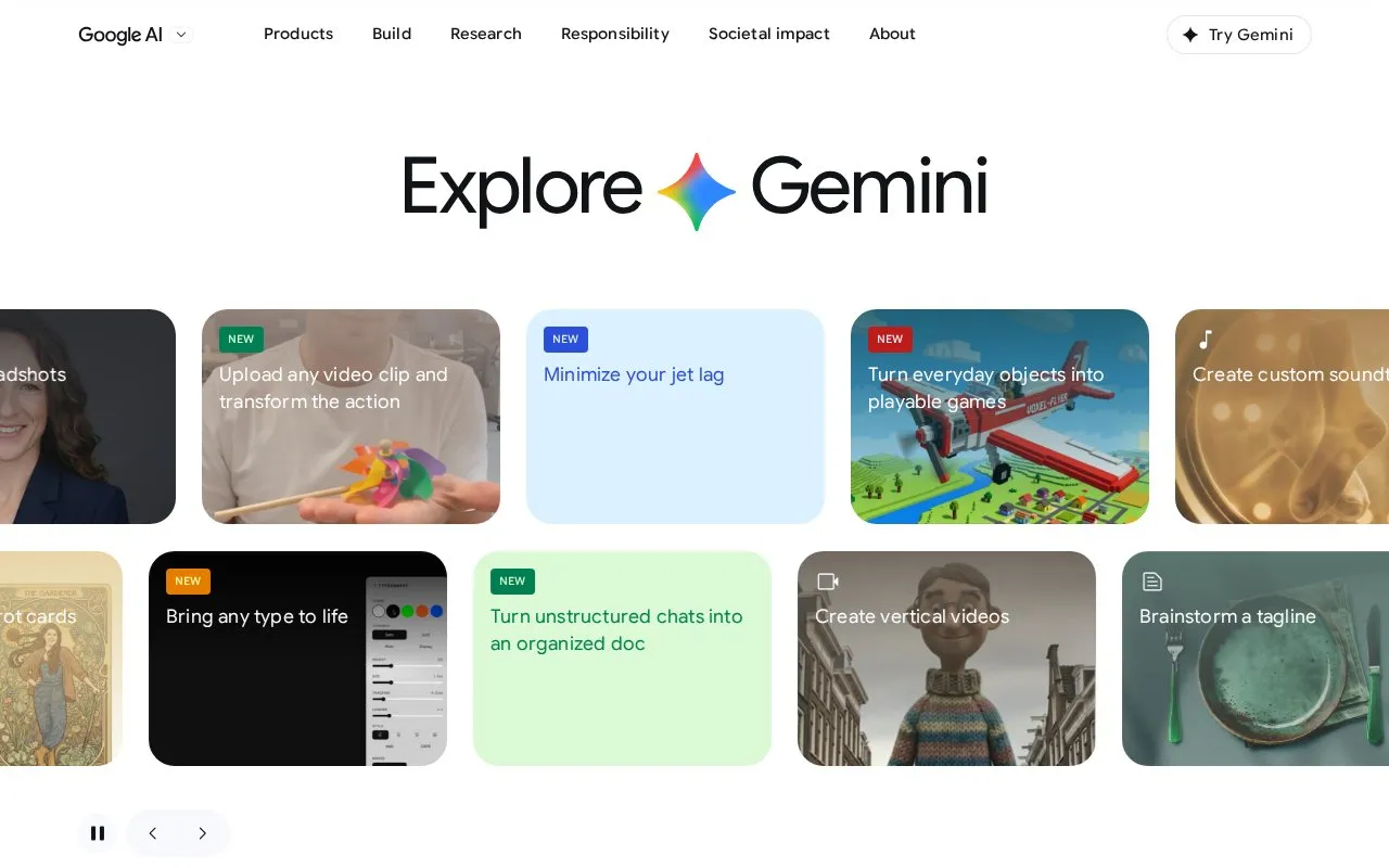 Google AI homepage screenshot