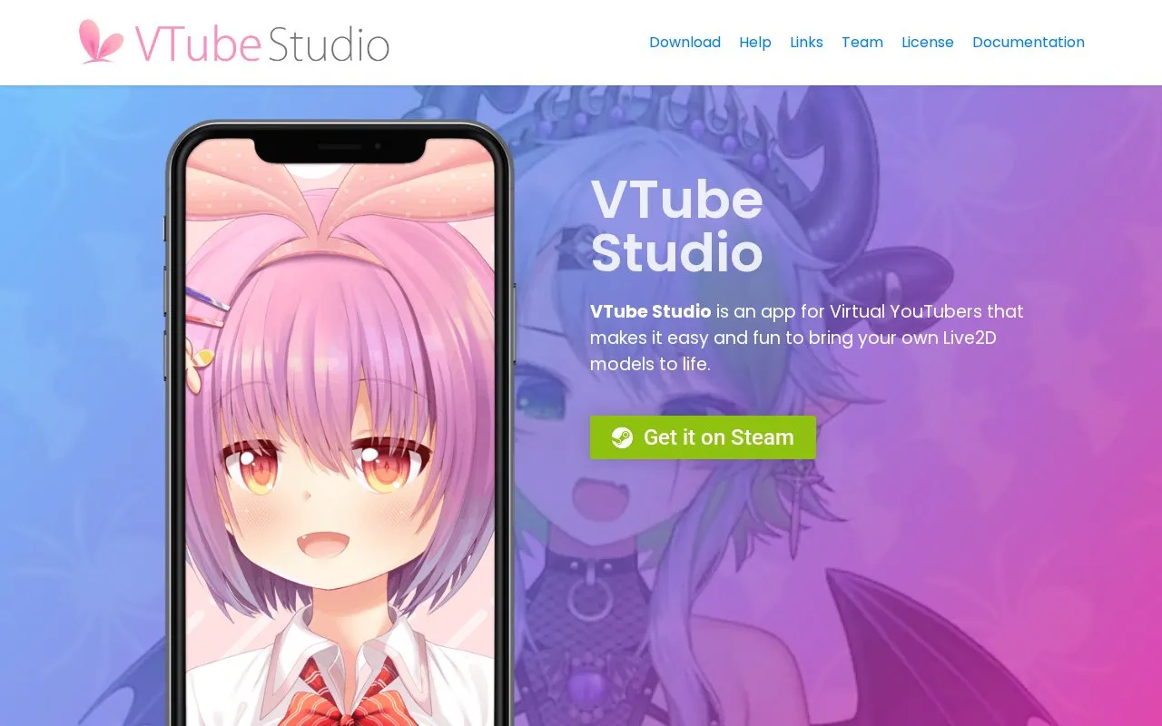 Vtube Studio homepage screenshot