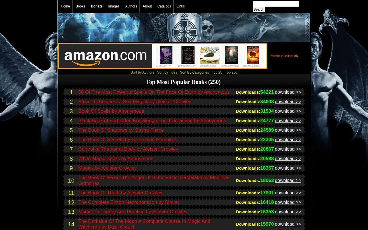 Darkbooks homepage screenshot